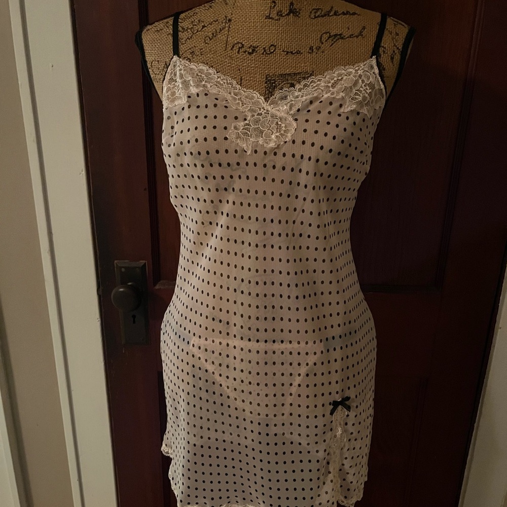 Victoria's Secret Black and pink Polka Dot Chemise